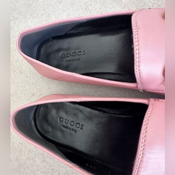 Gucci Brixton Horsebit Loafer Pink Leather Driving Flat Mule Jordaan EU 37 US 7 - Picture 9 of 13